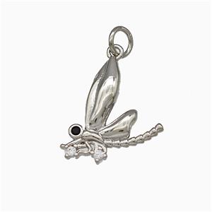 Copper Dragonfly Pendant Pave Zirconia Platinum Plated, approx 14-15mm [FN51363]