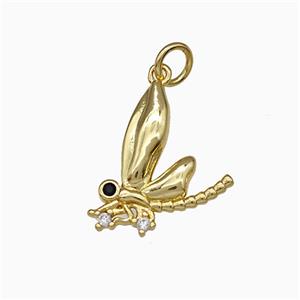 Copper Dragonfly Pendant Pave Zirconia Gold Plated, approx 14-15mm [FN51364]