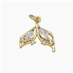 Copper Leaf Pendant Pave Zirconia Gold Plated, approx 15mm [FN51367]