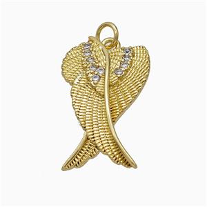 Copper Angel Wings Pave Zirconia Gold Plated, approx 15-24mm [FN51373]