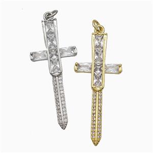 Copper Cross Pendant Pave Zirconia Mixed, approx 16-40mm [FN51379]