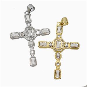 Copper Cross Pendant Pave Zirconia Mixed, approx 25-35mm [FN51382]