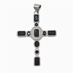 Copper Cross Pendant Pave Zirconia Platinum Plated, approx 25-35mm [FN51383]