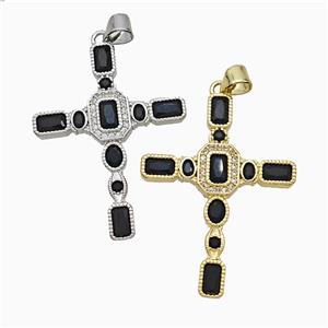 Copper Cross Pendant Pave Zirconia Mixed, approx 25-35mm [FN51385]