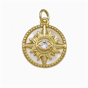 Copper Sun Eye Pendant Pave Zirconia Gold Plated, approx 16mm [FN51387]