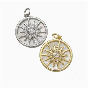 Copper Sun Pendant Pave Zirconia Mixed, approx 18mm [FN51391]