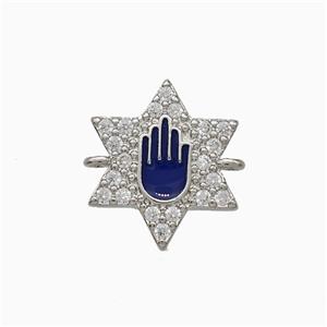 Copper Star Hand Connector Pave Zirconia Purple Enamel Platinum Plated, approx 14mm [FN51398]