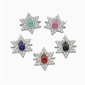 Copper Star Hand Connector Pave Zirconia Enamel Platinum Plated Mixed, approx 14mm [FN51400]
