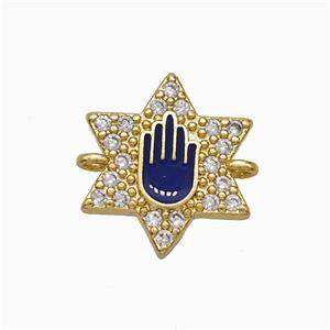 Copper Star Hand Connector Pave Zirconia Purple Enamel Gold Plated, approx 14mm [FN51404]