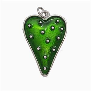 Copper Heart Pendant Green Painted Platinum Plated, approx 17-25mm [FN51419]
