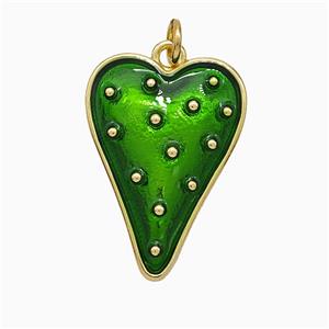 Copper Heart Pendant Green Painted Gold Plated, approx 17-25mm [FN51420]