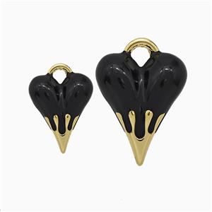 Copper Heart Pendant Black Enamel Gold Plated, approx 20-25mm [FN51422-L]