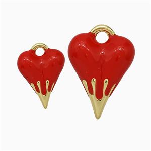 Copper Heart Pendant Red Enamel Gold Plated, approx 15-19mm [FN51424-S]