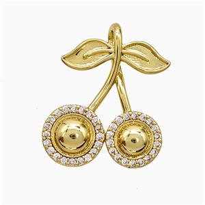 Copper Cherry Pendant Pave Zirconia Gold Plated, approx 16-20mm [FN51426]