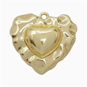Copper Heart Pendant Hammered Gold Plated, approx 20-22mm [FN51428]