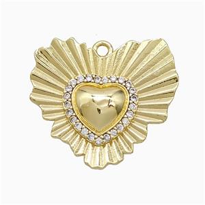 Copper Heart Pendant Pave Zirconia Gold Plated, approx 21-24mm [FN51429]