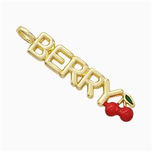 Copper Berry Cherry Pendant Red Enamel Gold Plated, approx 6-30mm [FN51434]