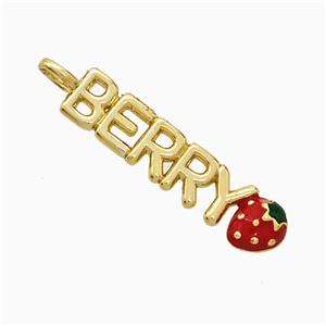 Copper Berry Strawberry Pendant Red Enamel Gold Plated, approx 6-30mm [FN51435]