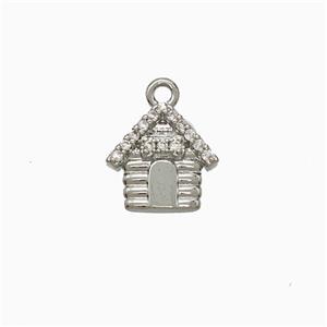 Copper House Pendant Pave Zirconia Platinum Plated, approx 10mm [FN51436]