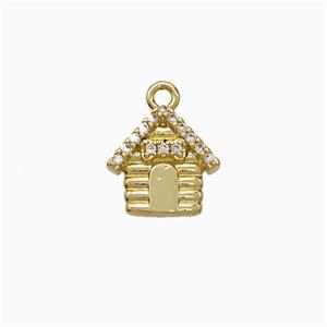 Copper House Pendant Pave Zirconia Gold Plated, approx 10mm [FN51437]