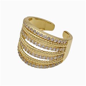 Copper Rings Micropave Zirconia Gold Plated, approx 17mm, 18mm dia [FN51462]