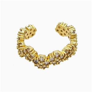 Copper Flower Rings Pave Zirconia Gold Plated, approx 8mm, 18mm dia [FN51466]