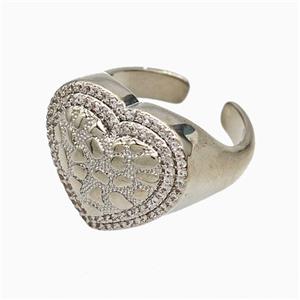 Copper Heart Rings Pave Zirconia Platinum Plated, approx 18mm, 18mm dia [FN51467]