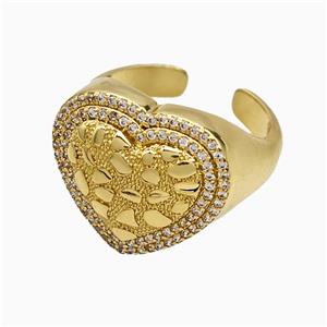 Copper Heart Rings Pave Zirconia Gold Plated, approx 18mm, 18mm dia [FN51468]