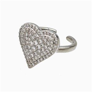 Copper Heart Rings Micropave Zirconia Platinum Plated, approx 16mm, 18mm dia [FN51477]