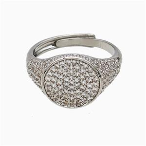 Copper Sun Rings Pave Zirconia Adjustable Platinum Plated, approx 13mm, 18mm dia [FN51485]