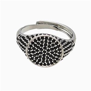 Copper Sun Rings Pave Black Zirconia Adjustable Platinum Plated, approx 13mm, 18mm dia [FN51486]