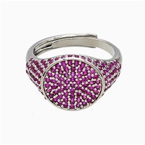 Copper Sun Rings Pave Fuchsia Zirconia Adjustable Platinum Plated, approx 13mm, 18mm dia [FN51487]