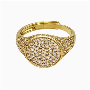 Copper Sun Rings Pave Zirconia Adjustable Gold Plated, approx 13mm, 18mm dia [FN51490]