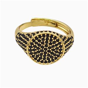 Copper Sun Rings Pave Black Zirconia Adjustable Gold Plated, approx 13mm, 18mm dia [FN51491]