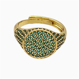 Copper Sun Rings Pave Green Zirconia Adjustable Gold Plated, approx 13mm, 18mm dia [FN51493]
