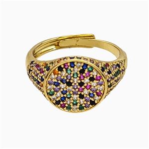 Copper Sun Rings Pave Multicolor Zirconia Adjustable Gold Plated, approx 13mm, 18mm dia [FN51494]