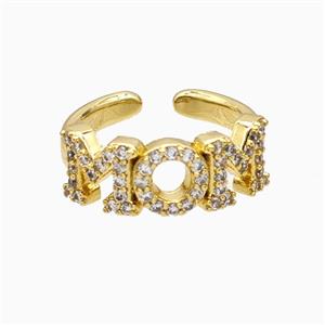 Copper MOM Rings Pave Zirconia Gold Plated, approx 7mm, 18mm dia [FN51496]