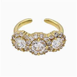 Copper Flower Rings Pave Zirconia Crystal Glass Gold Plated, approx 10mm, 18mm dia [FN51500]