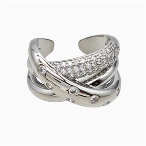 Copper Rings Pave Zirconia Platinum Plated, approx 14mm, 18mm dia [FN51511]