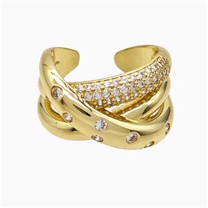 Copper Rings Pave Zirconia Gold Plated, approx 14mm, 18mm dia [FN51512]