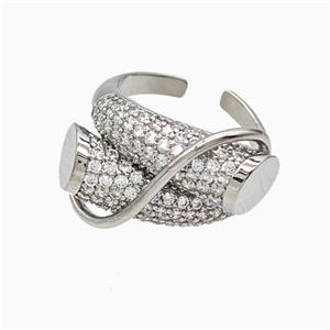 Copper Rings Pave Zirconia Platinum Plated, approx 15mm, 18mm dia [FN51513]