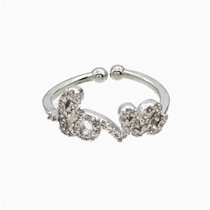 Copper Love Rings Pave Zirconia Platinum Plated, approx 6-17mm, 18mm dia [FN51515]