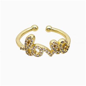 Copper Love Rings Pave Zirconia Gold Plated, approx 6-17mm, 18mm dia [FN51516]