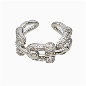 Copper Ring Pave Zirconia Platinum Plated, approx 10mm, 18mm dia [FN51517]