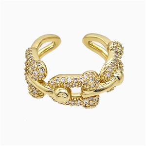 Copper Ring Pave Zirconia Gold Plated, approx 10mm, 18mm dia [FN51518]