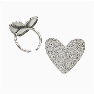 Copper Heart Rings Corrugated Platinum Plated, approx 23mm, 18mm dia [FN51533]