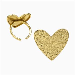 Copper Heart Rings Corrugated Gold Plated, approx 23mm, 18mm dia [FN51534]