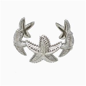 Copper Starfish Rings Platinum Plated, approx 9-12mm, 18mm dia [FN51536]