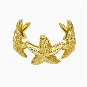 Copper Starfish Rings Gold Plated, approx 9-12mm, 18mm dia [FN51537]