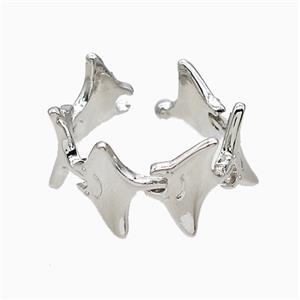 Copper Shark Rings Platinum Plated, approx 12mm, 18mm dia [FN51540]